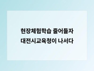 현장체험학습 재활성화 방안 내놓은 대전시교육청의 노력과 현실 간 격차